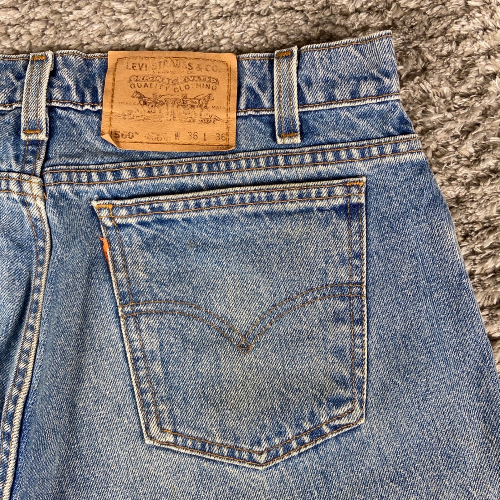 Vintage‎ Levis 560 Orange Tab Jeans Mens 36x36 Blue Denim Loose Tapered USA 90s